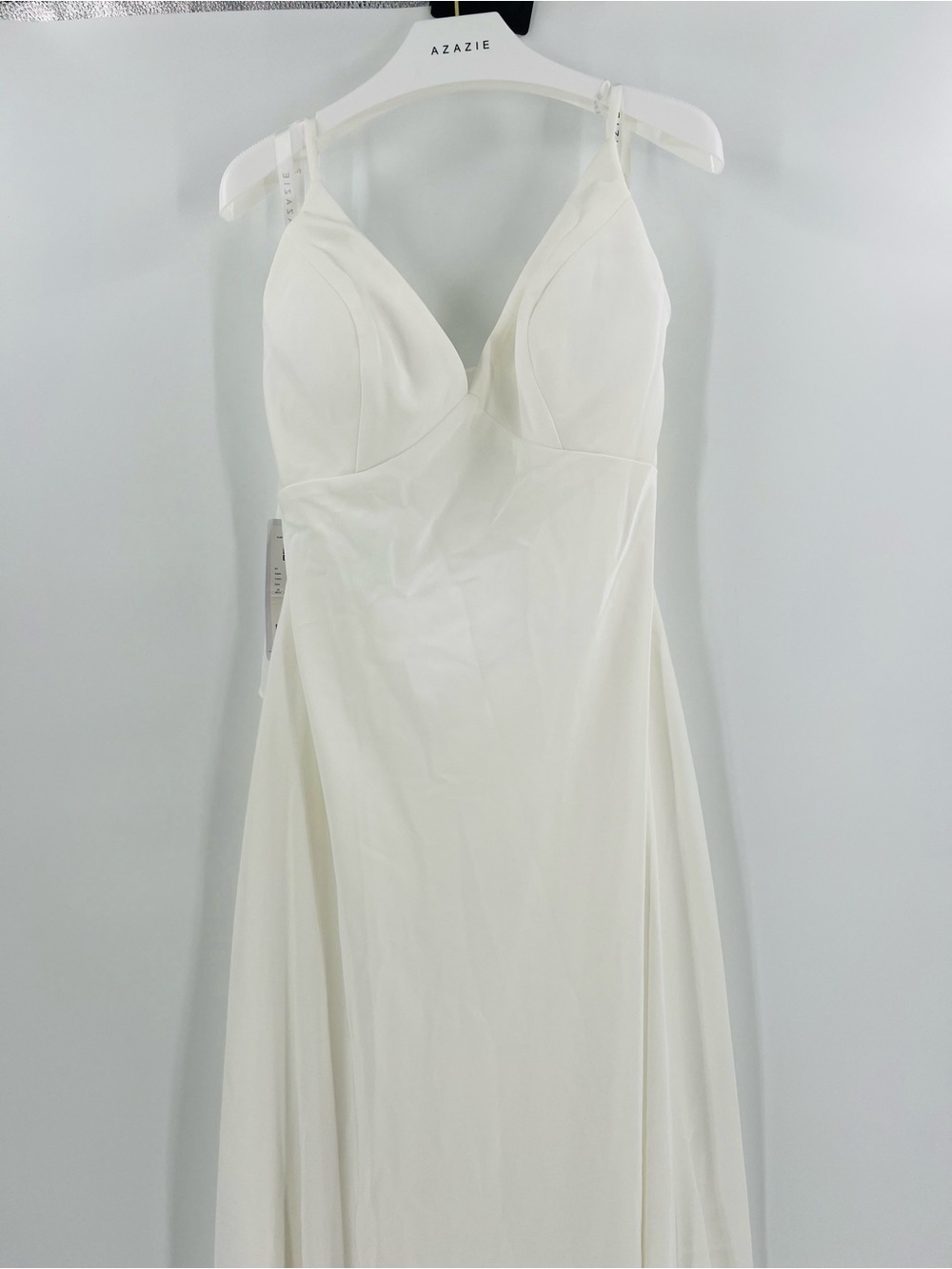 NWT Azazie Caity Dress Diamond White Size 14 | Wedding Formal Chiffon Gown - Picture 6 of 16
